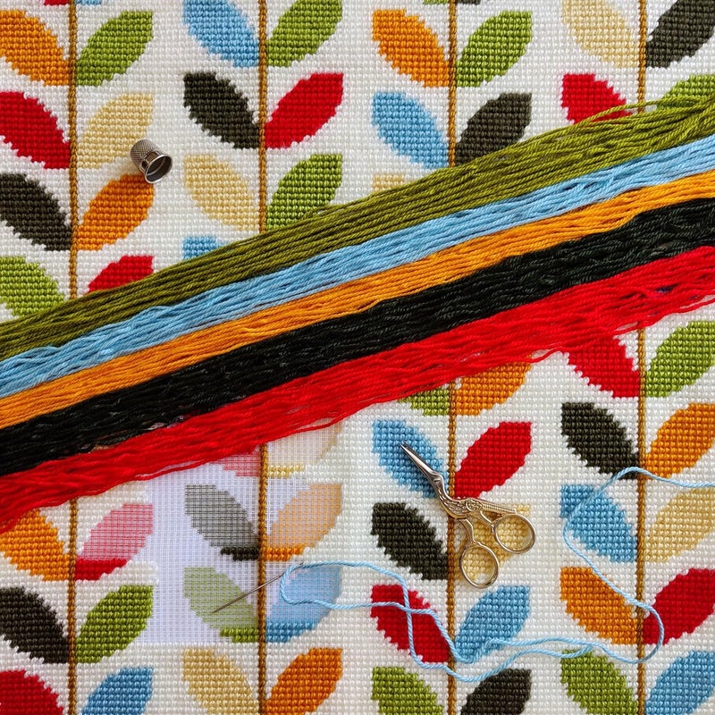Brvsk Ornamental Needlepoint Kit for Adults and Beginners — Colors of Autumn 16″ × 16″ with Clear, Precise Printed Design on Cotton Canvas; Includes 2 Needles, Yarn, and Easy-Read Chart - Image 2